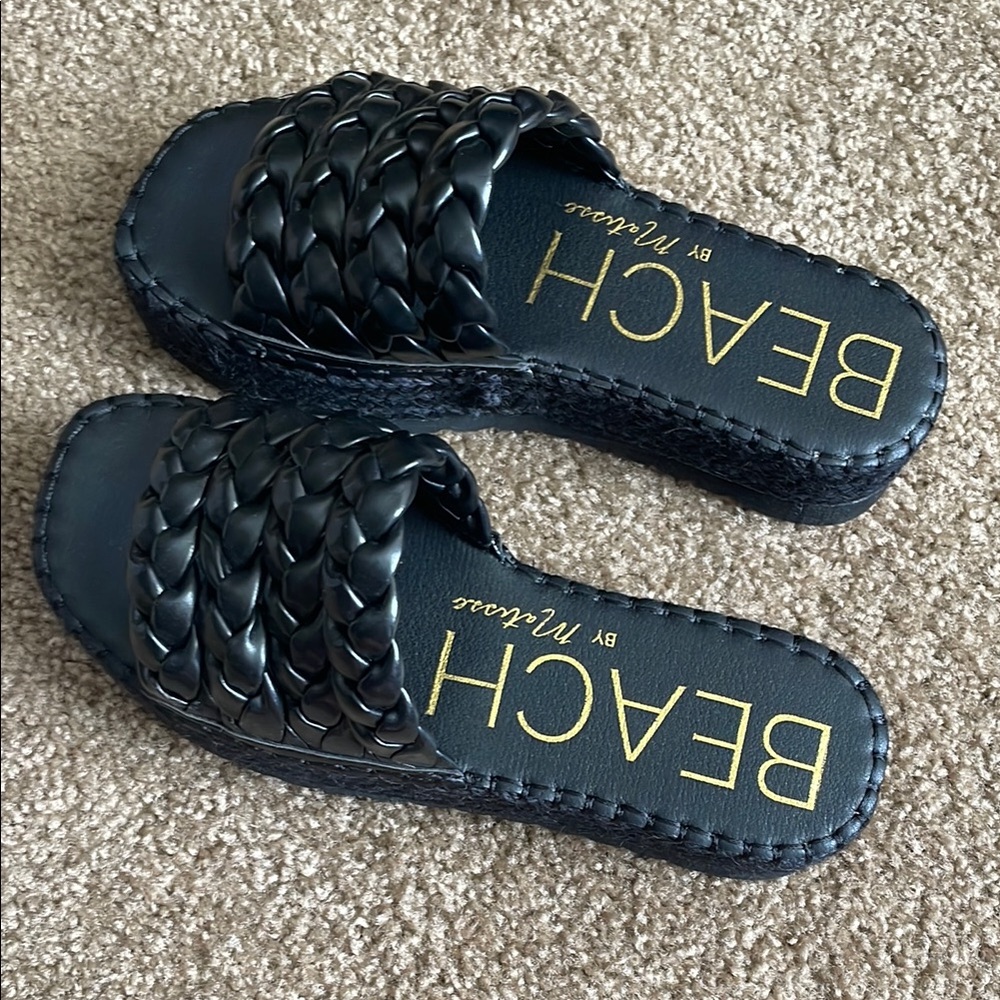 Matisse Black Wedge Shoes with Quilted Design